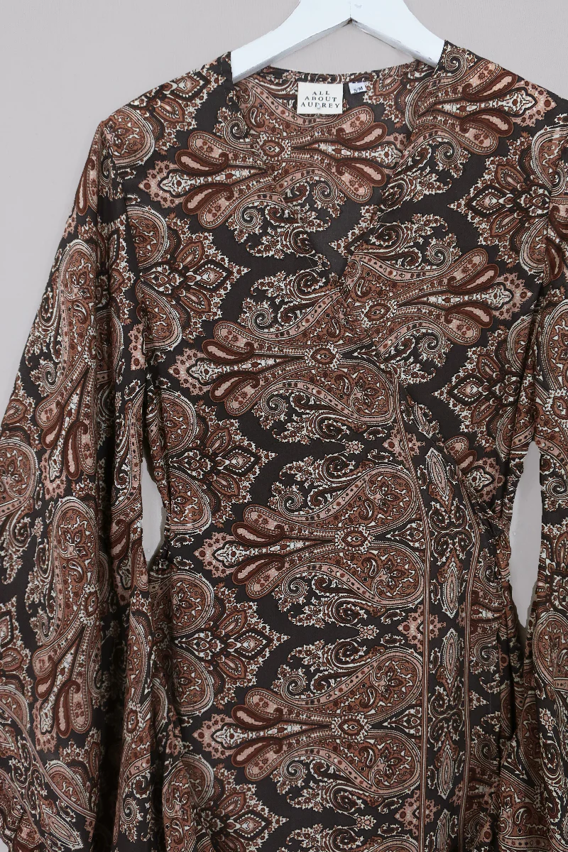 Venus Maxi Wrap Dress in Fitzgerald Bronze Mandala Paisley - Image 4