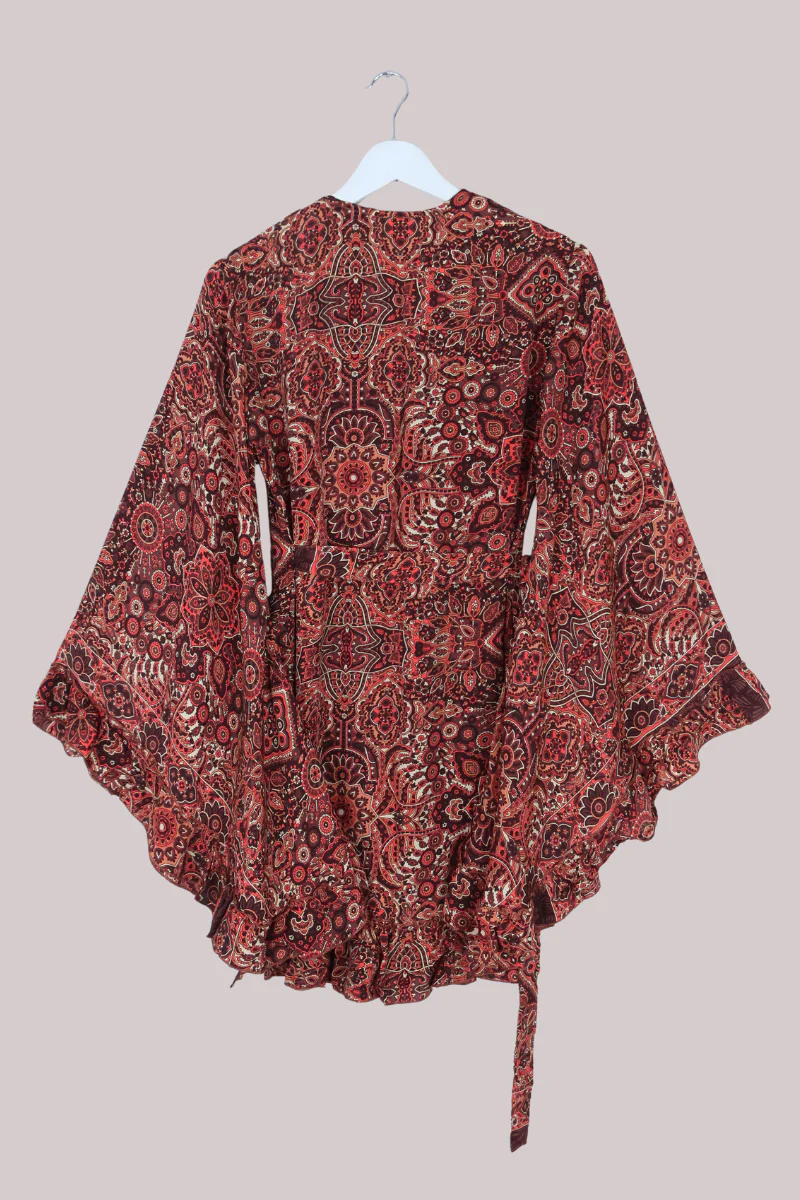 Venus Mini Wrap Dress in Bowie Red Mandala - Image 5
