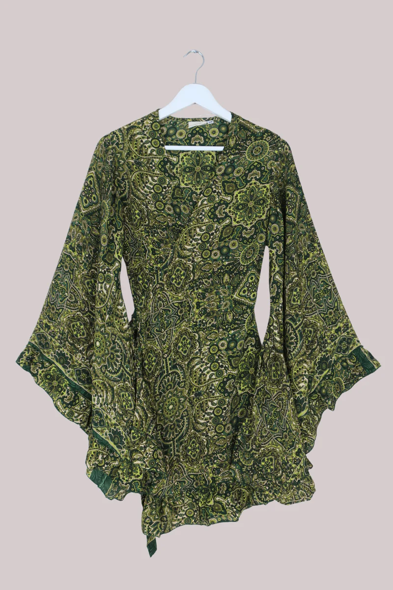 Venus Mini Wrap Dress in Coltrane Green Mandala - Image 2