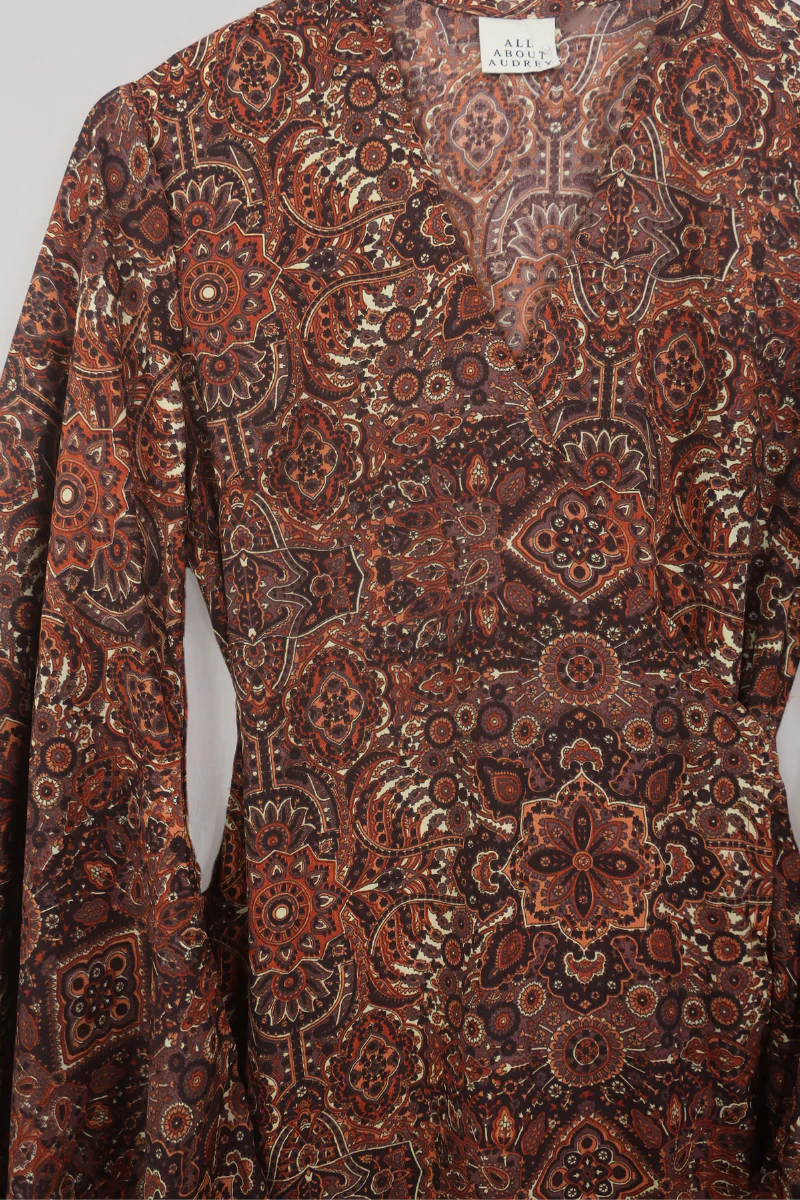 Venus Mini Wrap Dress in Dylan Brown Mandala - Image 4