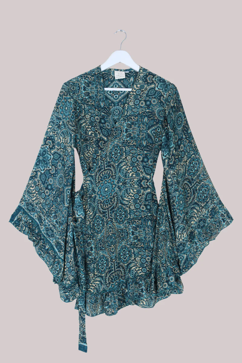 Venus Mini Wrap Dress in Simone Blue Mandala - Image 2