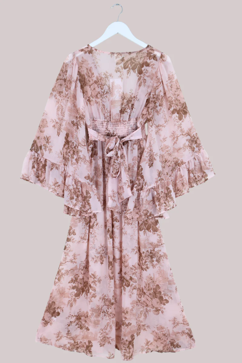 Venus Sheer Maxi Dress in Muse Pink Floral - Image 5