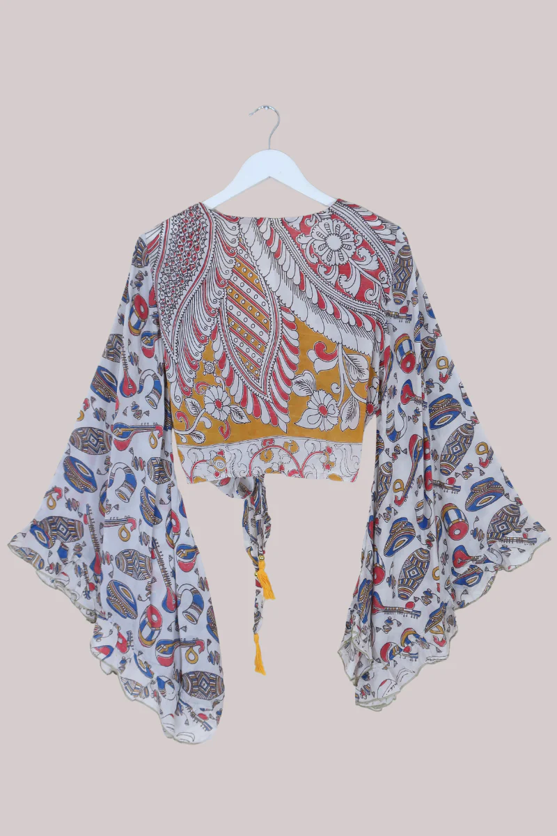 Venus Vintage Cotton Wrap Top in Traditional Instruments - Size M/L - Image 3