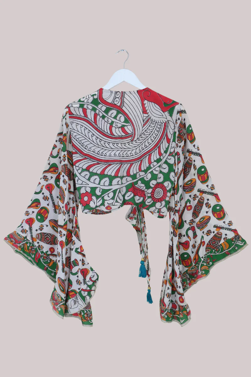 Venus Vintage Cotton Wrap Top in Vivid Music Festival - Size M/L - Image 3
