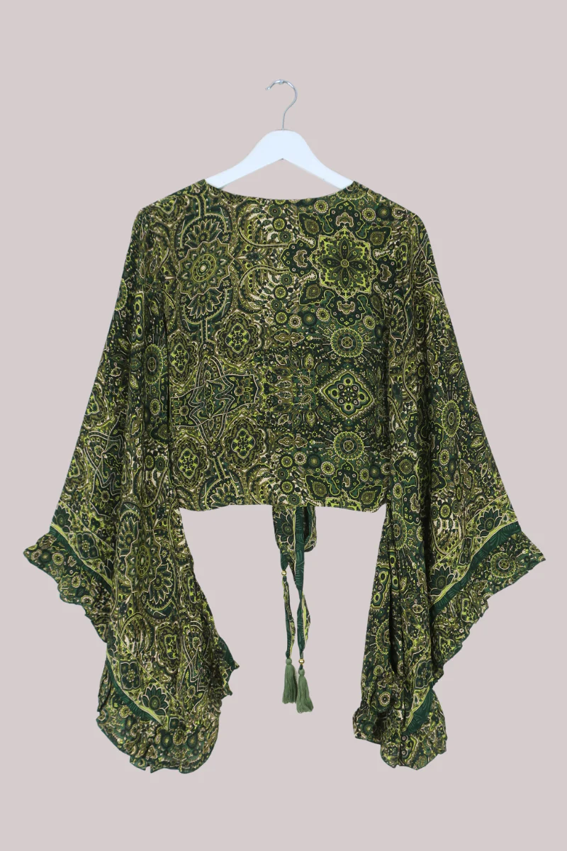 Venus Wrap Top in Coltrane Green Mandala - Image 4