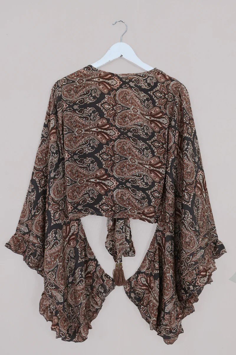 Venus Wrap Top in Fitzgerald Bronze Mandala Paisley - Image 4
