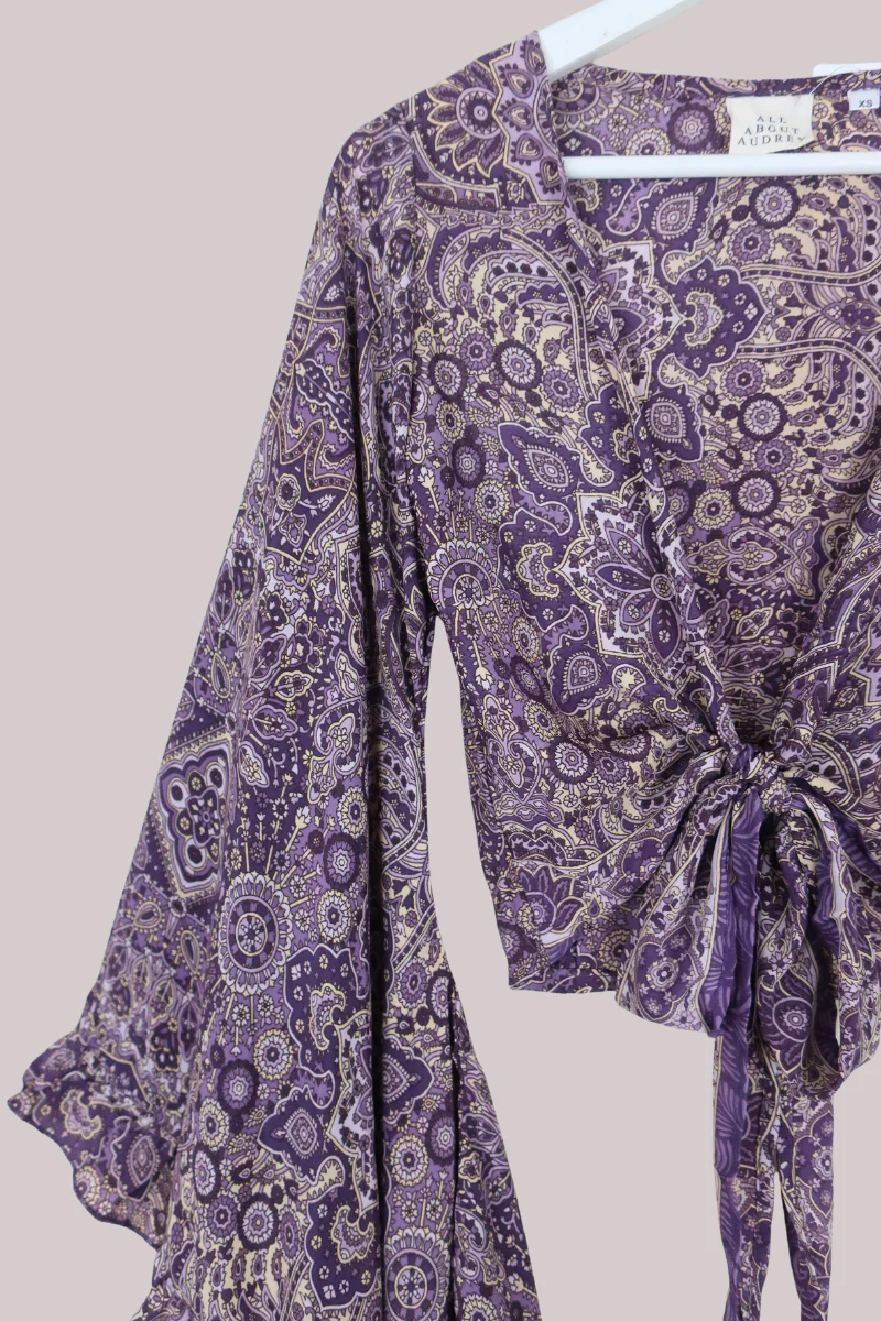 Venus Wrap Top in Joplin Purple Mandala - Image 4