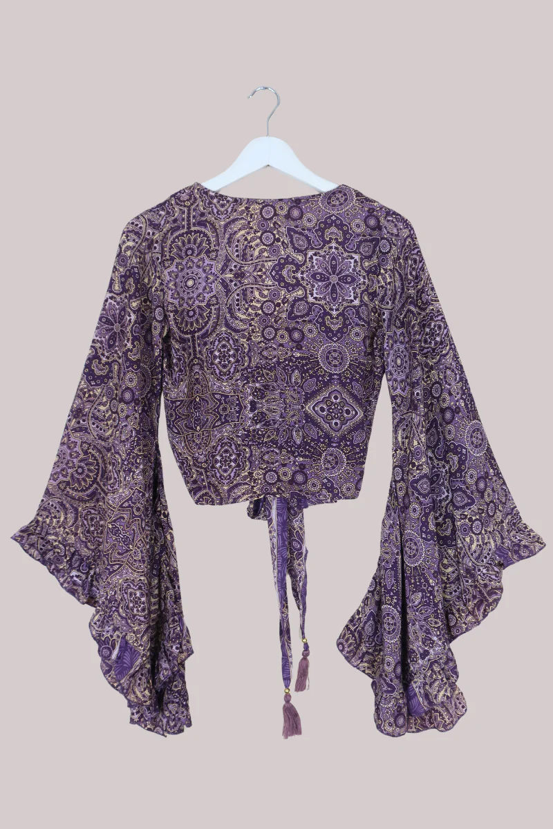 Venus Wrap Top in Joplin Purple Mandala - Image 6