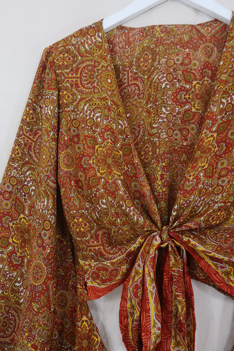 Venus Wrap Top in Lennon Gold Mandala - Image 3