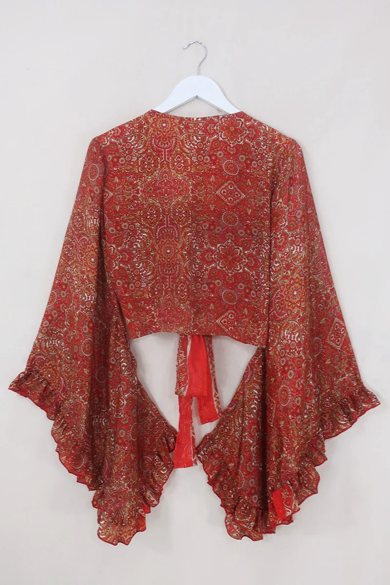 Venus Wrap Top in Ono Vermillion Mandala - Image 4