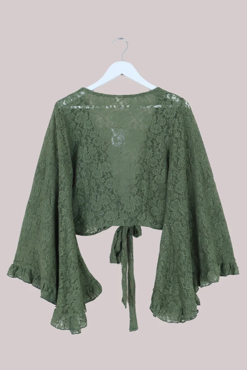Venus Wrap Top in Pixie Green Lace - Image 5