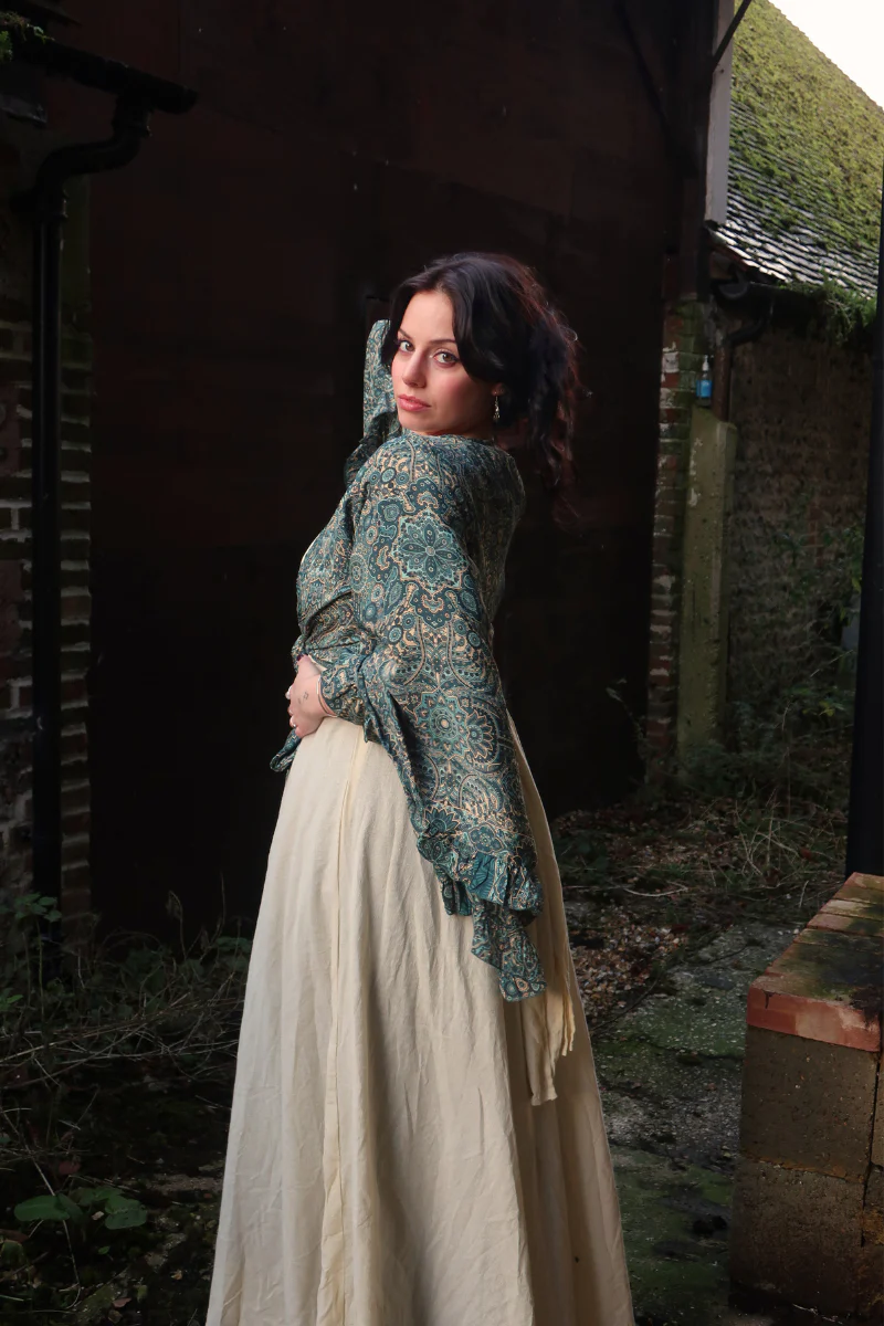 Venus Wrap Top in Simone Blue Mandala - Image 3