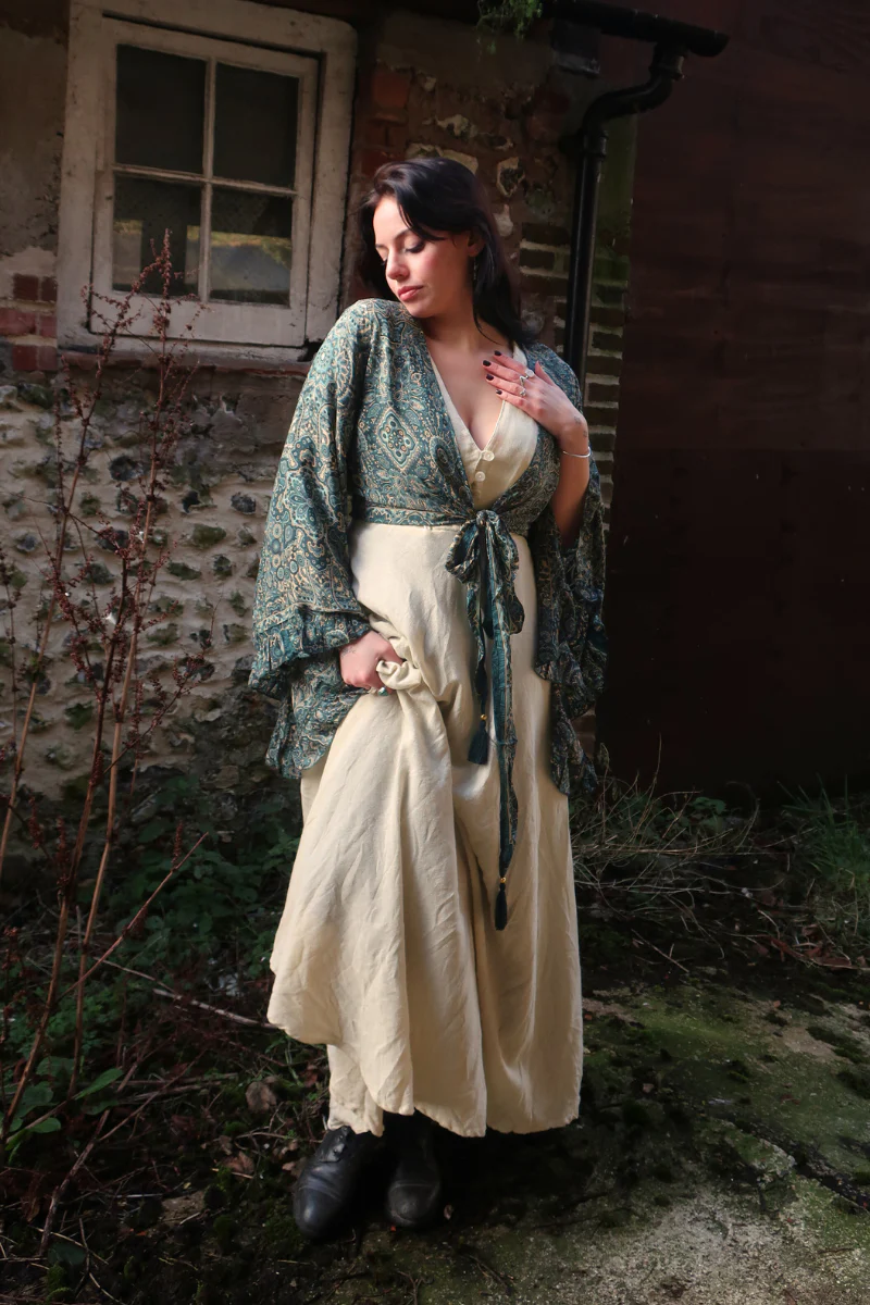 Venus Wrap Top in Simone Blue Mandala - Image 5