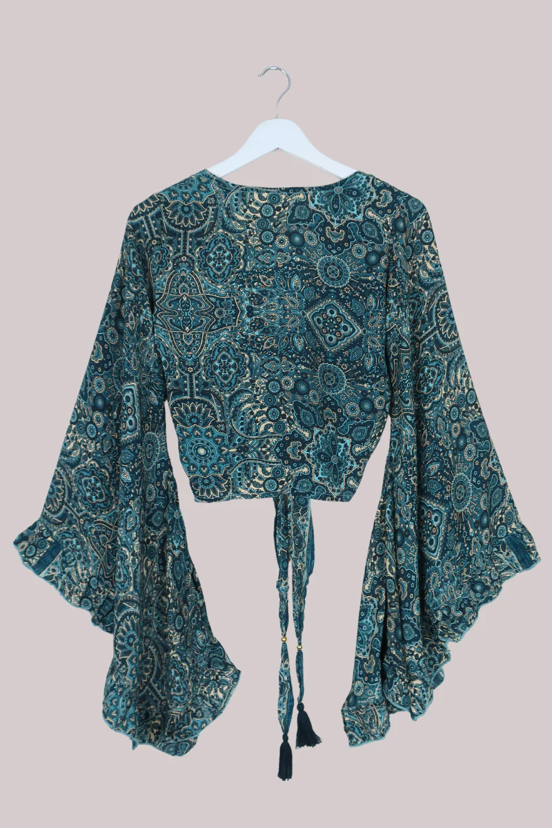 Venus Wrap Top in Simone Blue Mandala - Image 6