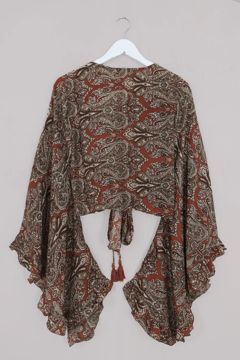Venus Wrap Top in Sinatra Copper Mandala Paisley - Image 4