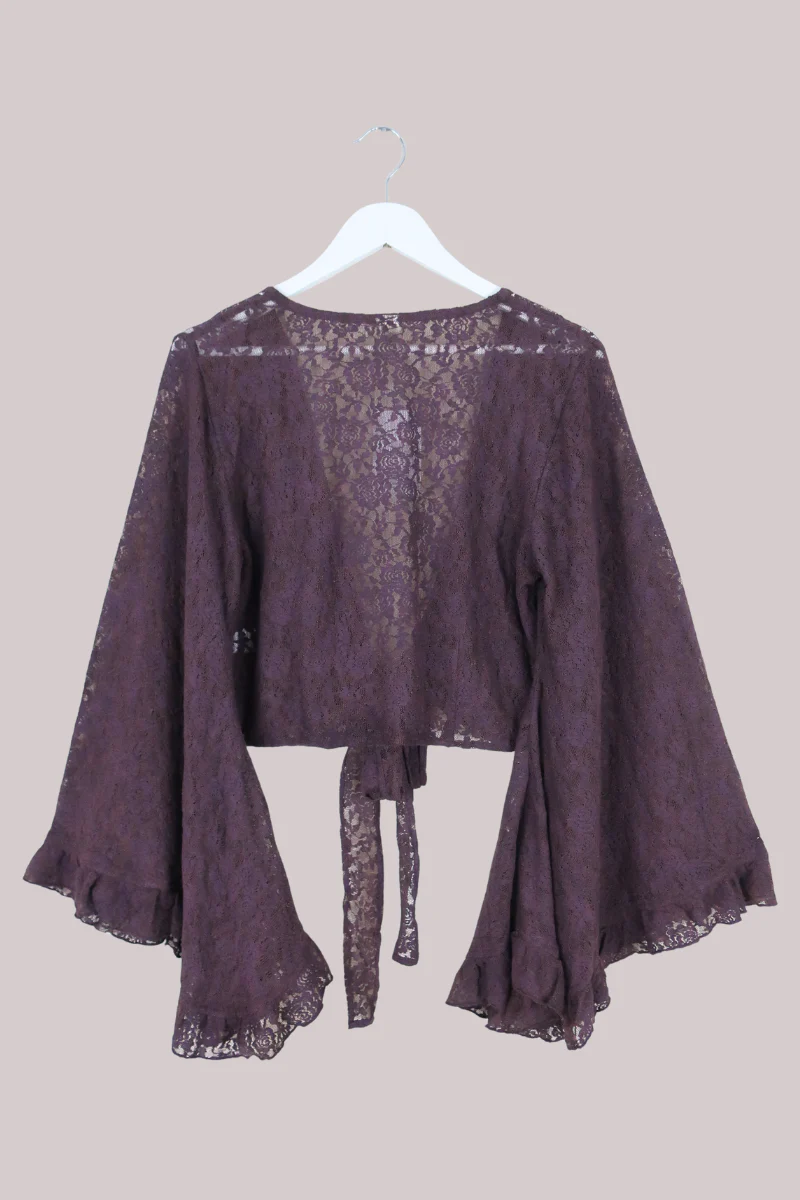 Venus Wrap Top in Truffle Brown Lace - Image 6