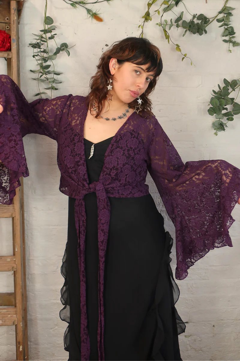 Venus Wrap Top in Witches Purple Lace - Image 6