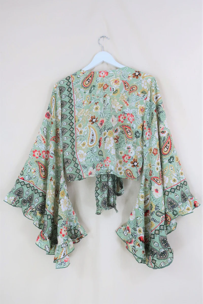 Venus Wrap Top in Porcelain Green Floral - Image 5