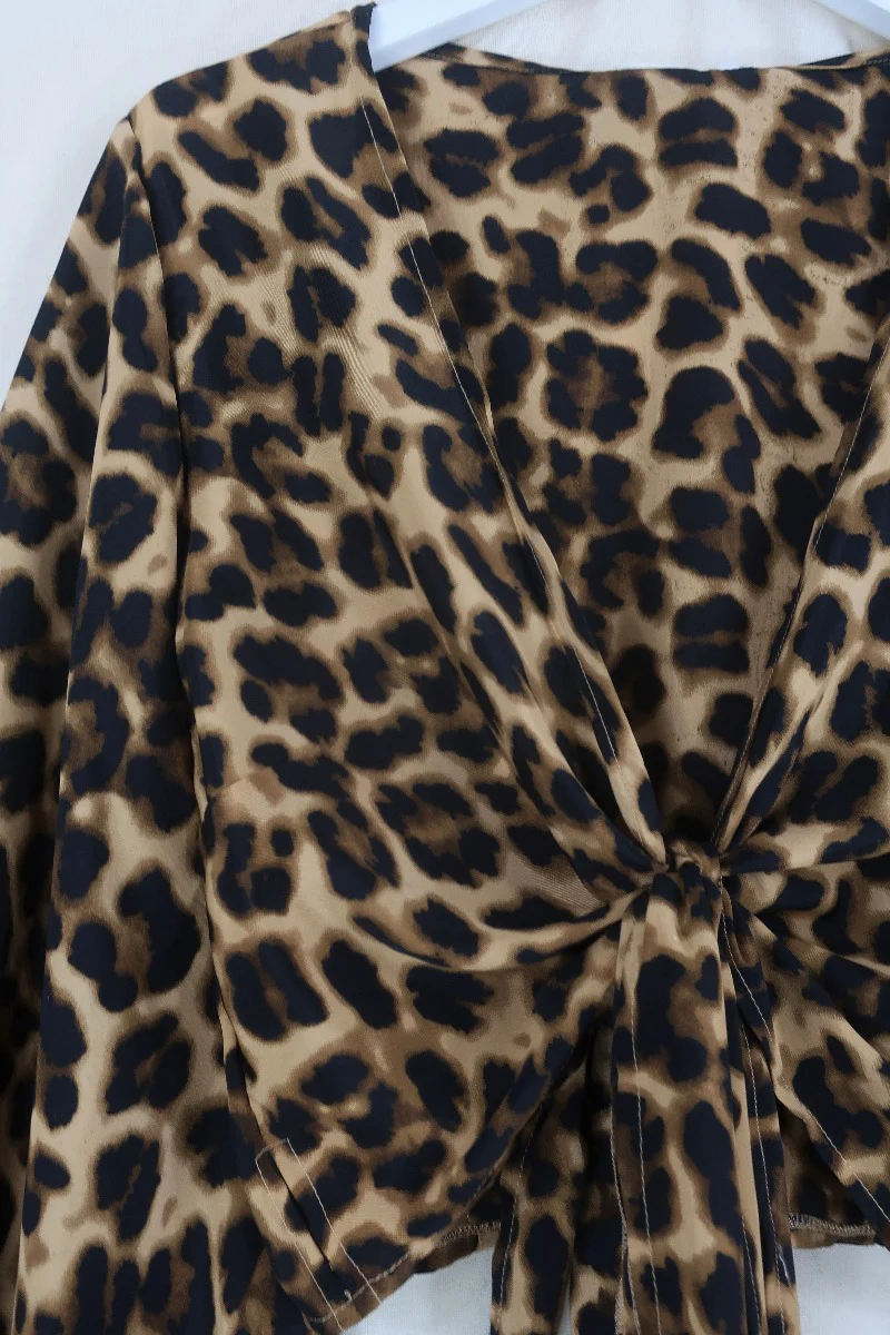 Venus Wrap Top in Savannah Leopard Print - Image 3