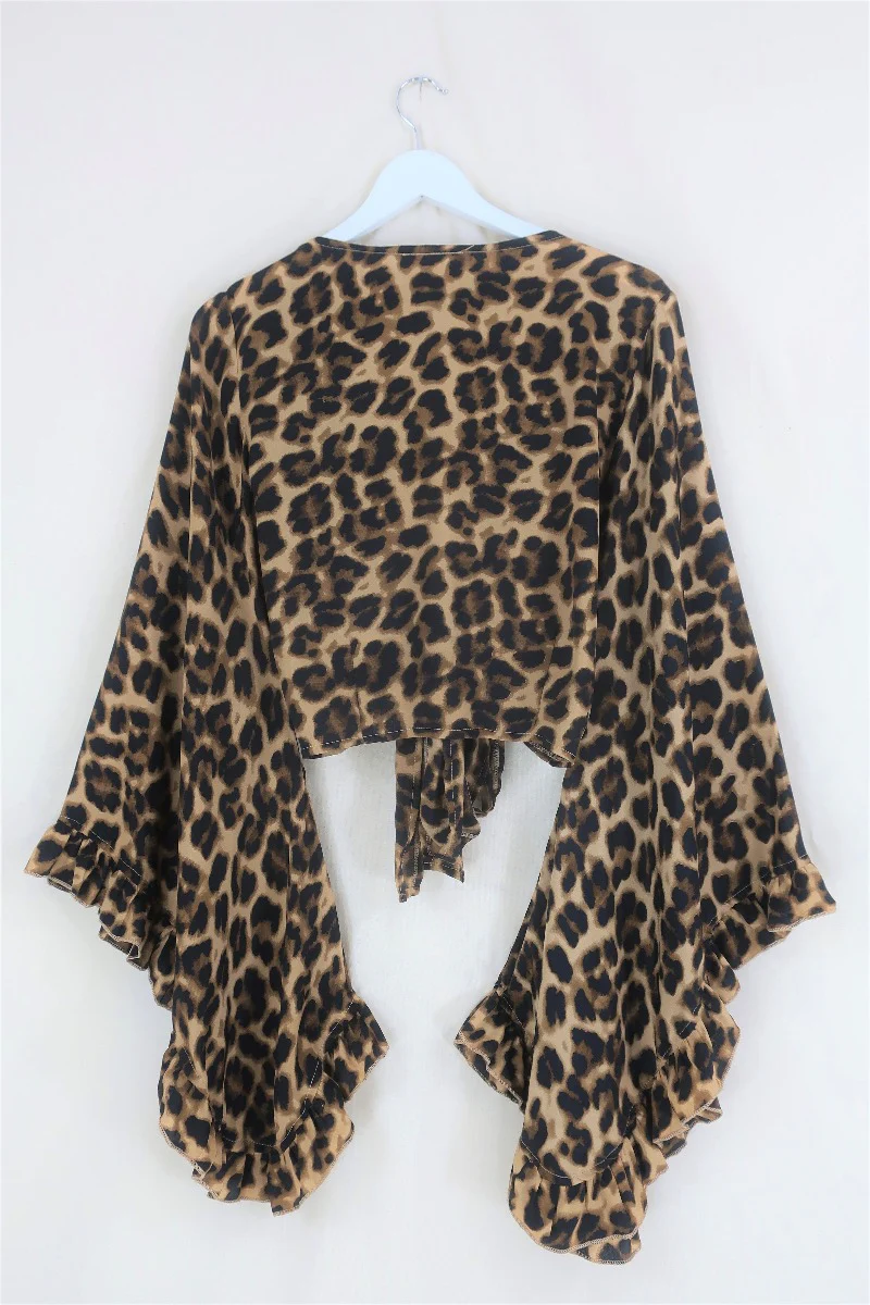 Venus Wrap Top in Savannah Leopard Print - Image 4