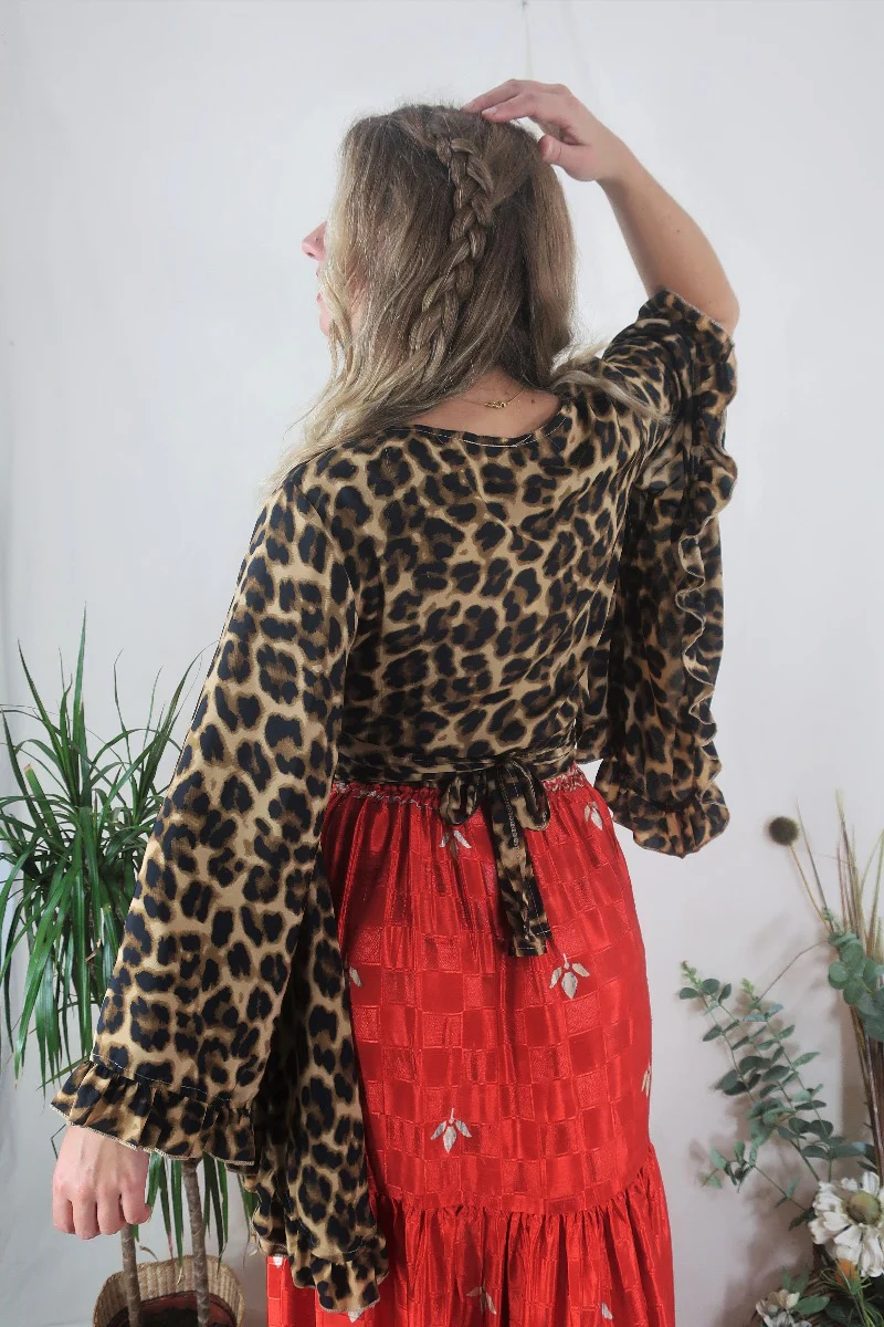 Venus Wrap Top in Savannah Leopard Print - Image 7