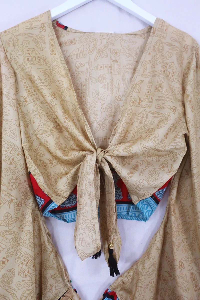 Venus Wrap Top - Golden Sands - Vintage Sari - Size S/M - Image 4