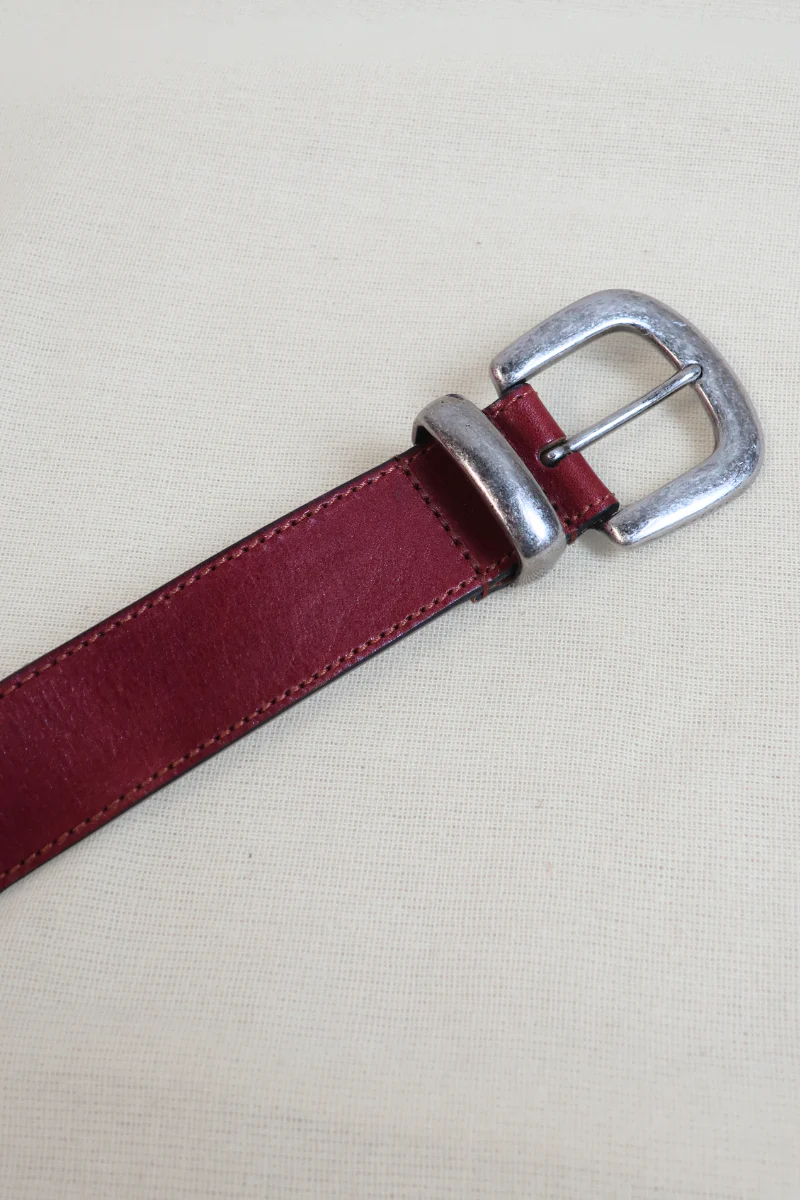 Vintage Belt - Burgundy Leather - Image 2