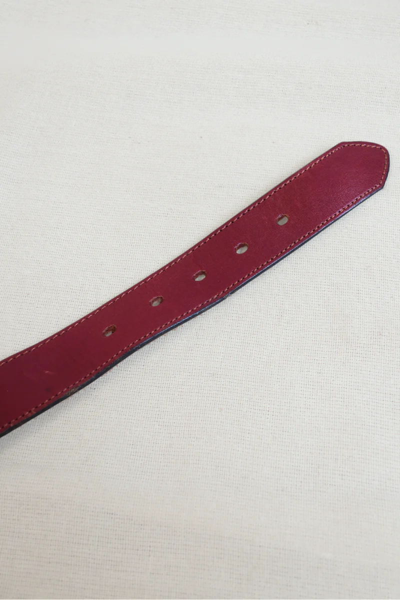 Vintage Belt - Burgundy Leather - Image 3