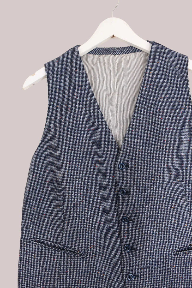 Vintage Blue Dart Mottled Twill Waistcoat - Size M/L - Image 2