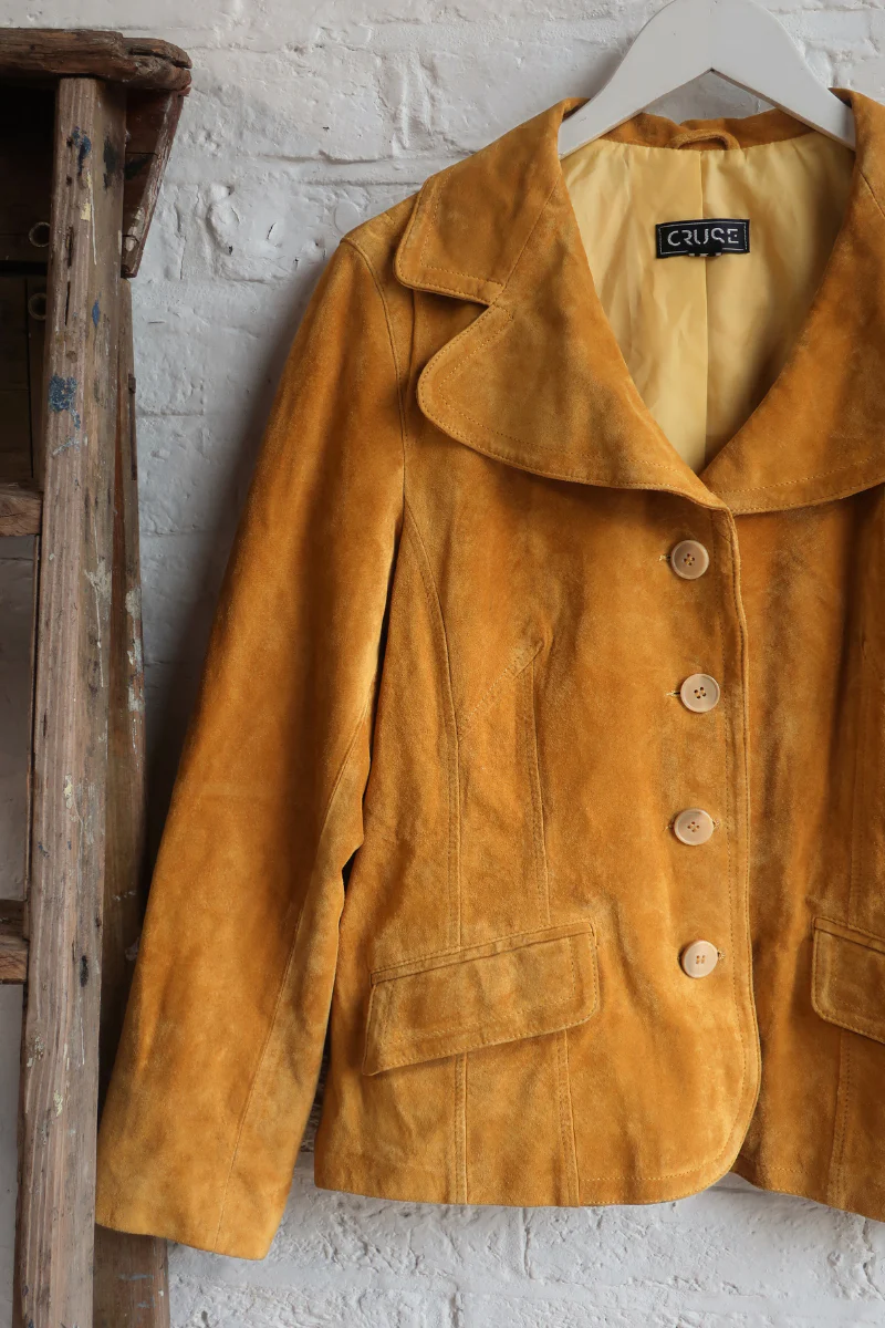 Vintage Coat - Mustard Suede - Size S - Image 2