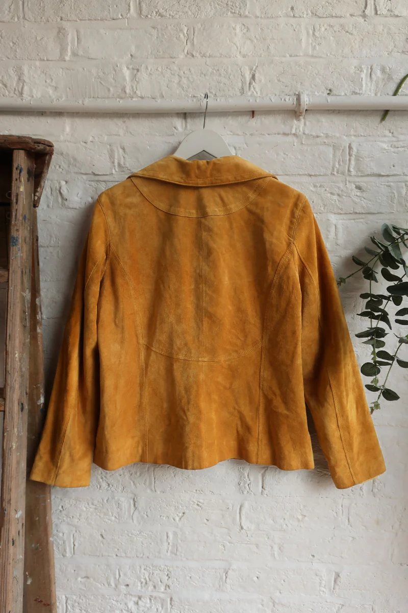 Vintage Coat - Mustard Suede - Size S - Image 3