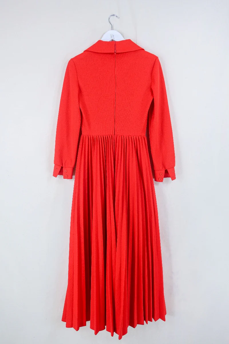 Vintage Dagger Collar Maxi Dress - Vivid Red - Size XS/S - Image 3