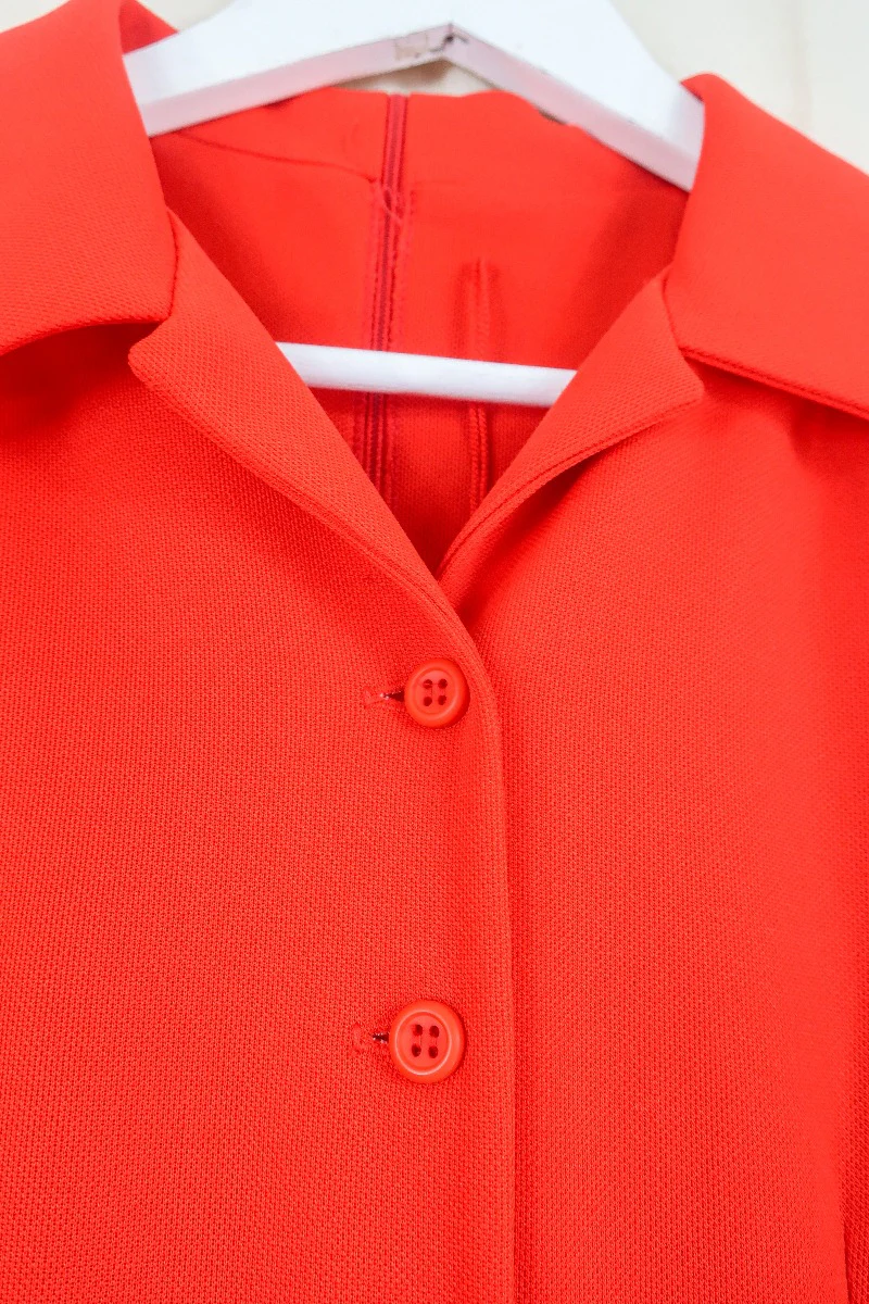 Vintage Dagger Collar Maxi Dress - Vivid Red - Size XS/S - Image 4