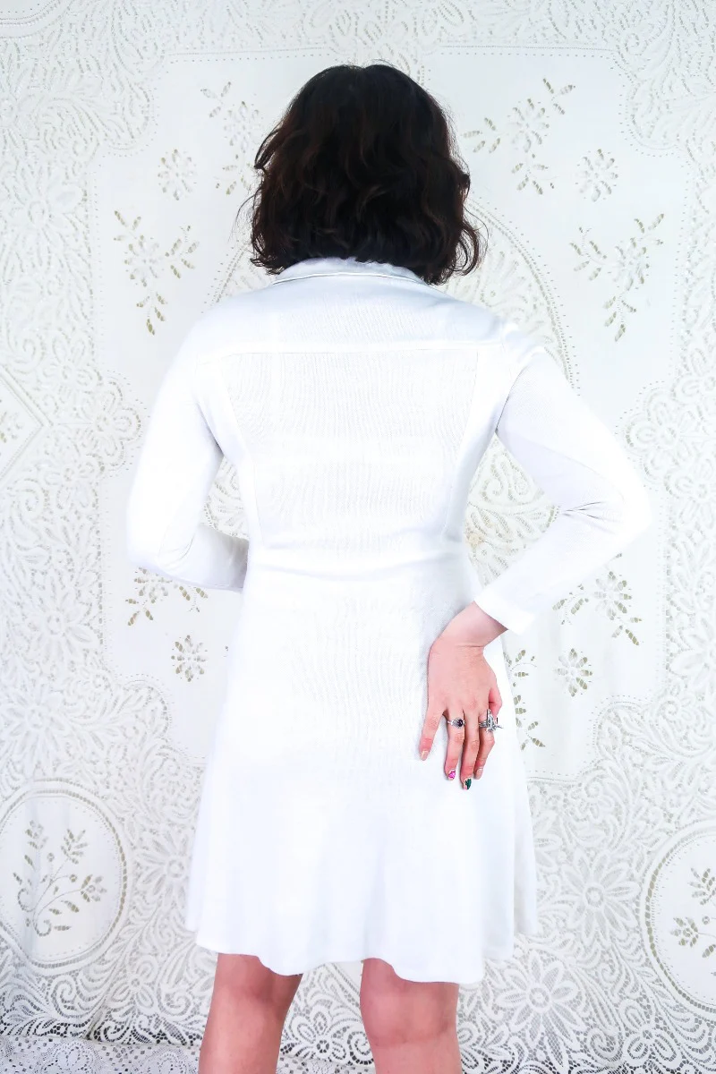 Vintage Dress - 70's Style A-Line Collared Dress - Size S - Image 3