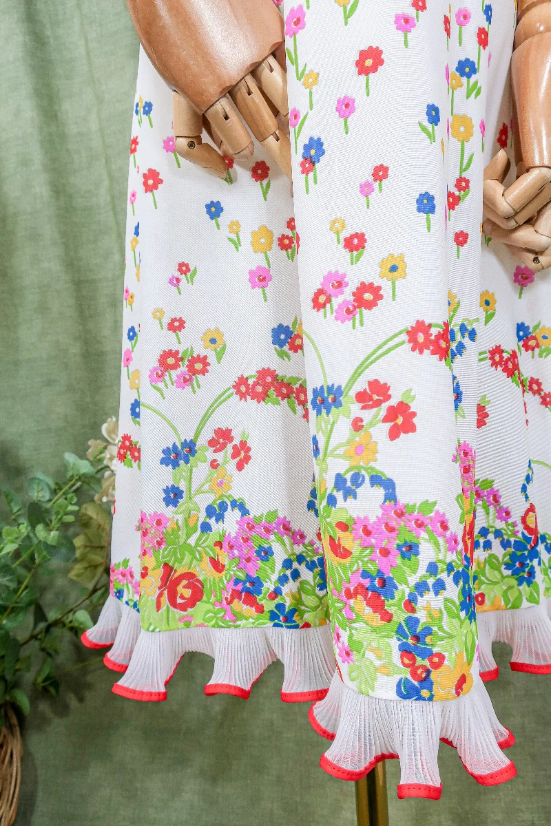 Vintage Midi Dress - Ruffled Ditsy Florals - Size S/M - Image 4