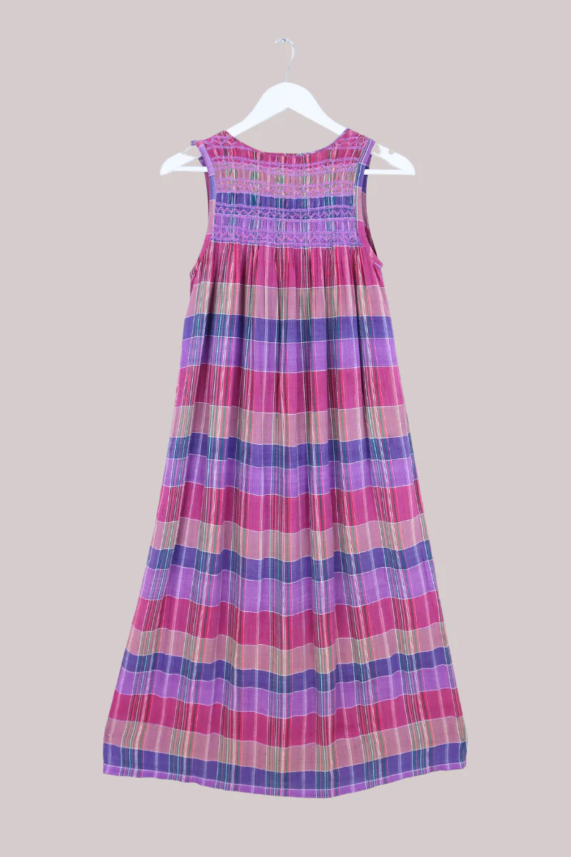 Vintage 70s Smocked Sundress - Lavender Rose Check - Size S/M - Image 3