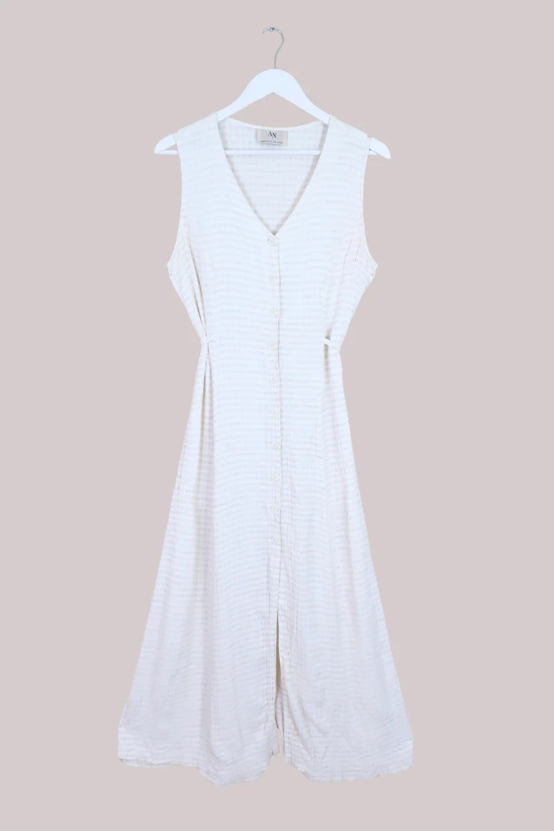 Vintage Dress - Vanilla Check Cheesecloth Maxi - Size S/M
