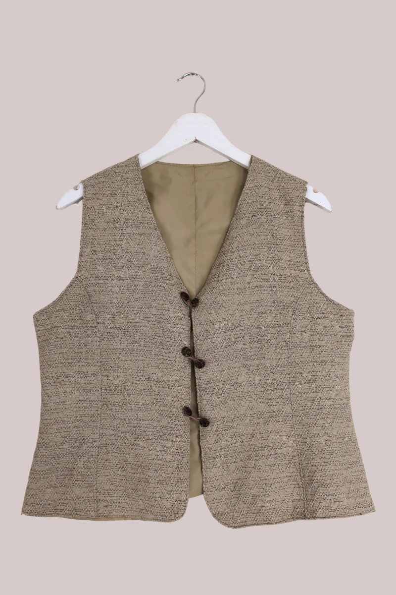 Vintage Ecru Natural Weave Waistcoat - Size M/L