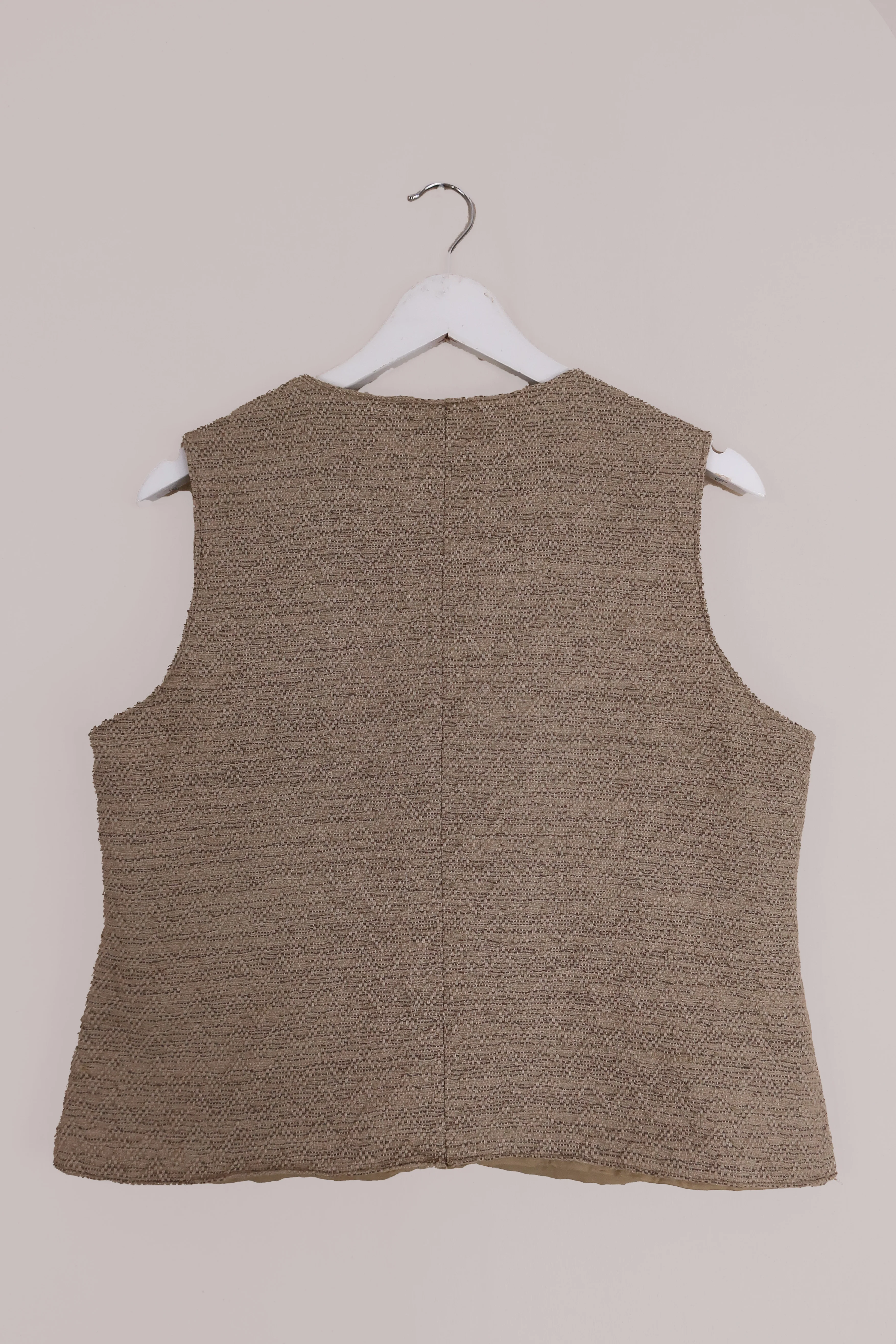 Vintage Ecru Natural Weave Waistcoat - Size M/L - Image 3