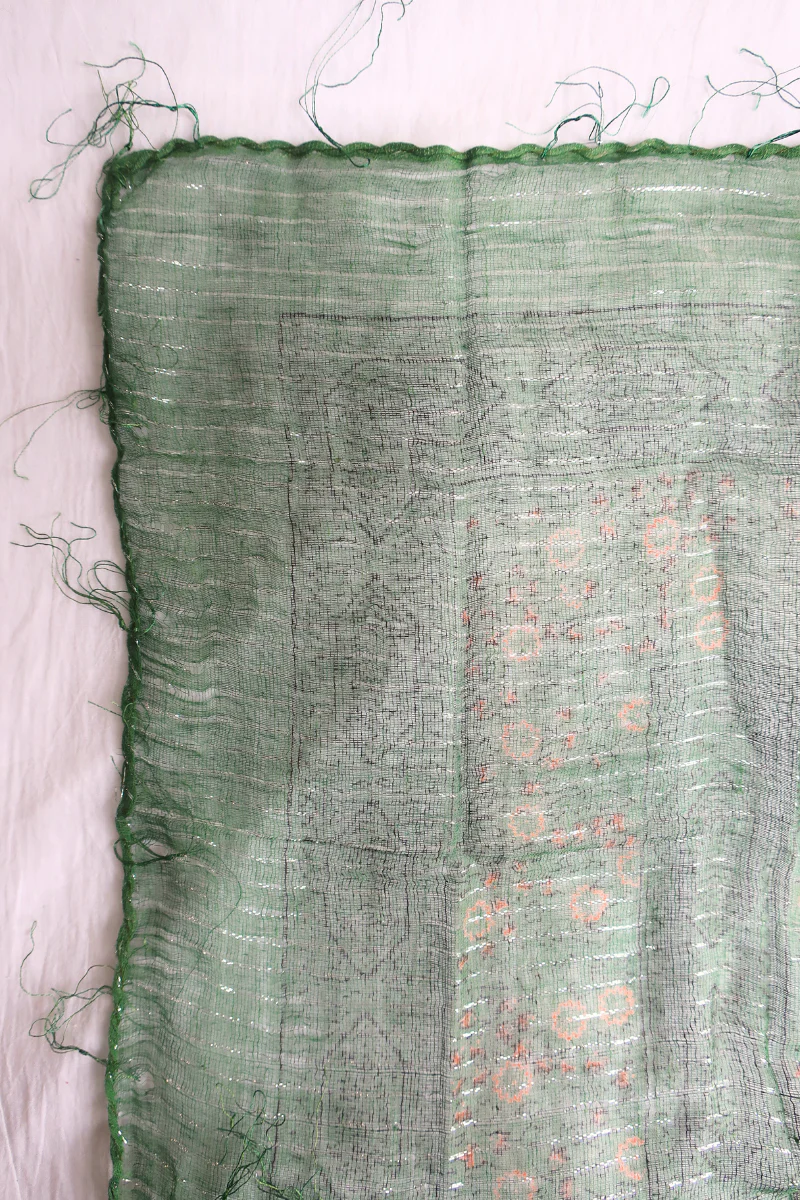 Vintage Indian Cotton Scarf in Woodland - Image 3