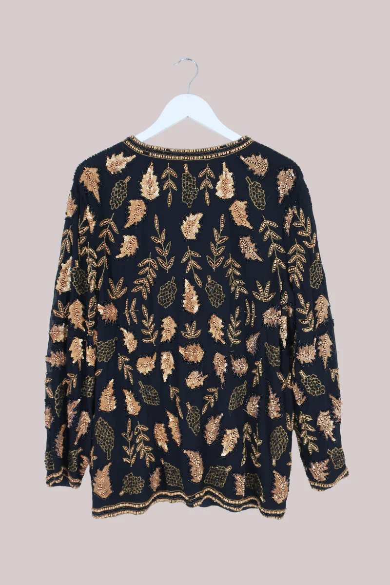 Vintage Jacket - Beaded Autumn Foliage - Size L - Image 3
