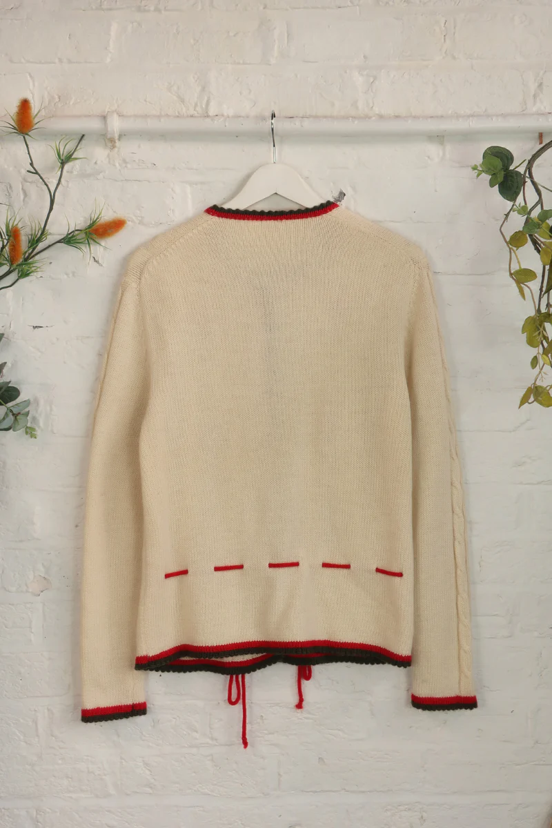 Vintage Knit Cardigan - Bright Carnations - Size M - Image 3