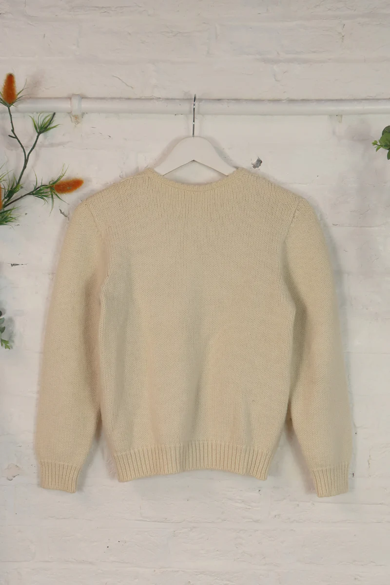 Vintage Knit Cardigan - Eggshell Cableknit - Size XS - Image 3