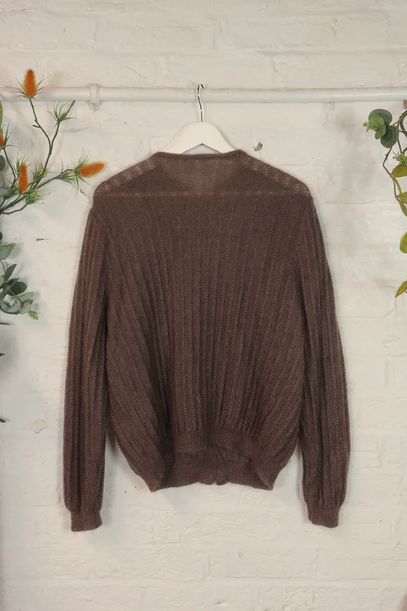 Vintage Knit Cardigan - Fawn Brown - Size M - Image 3