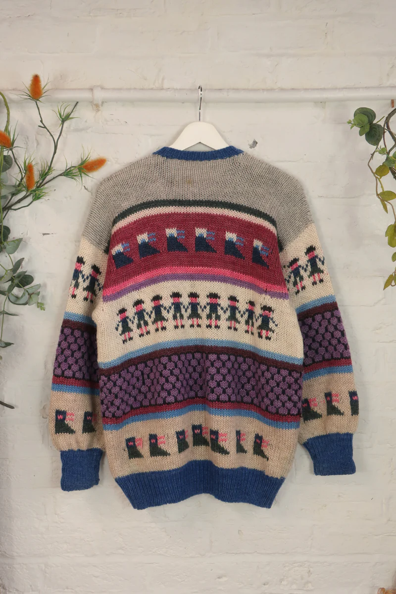 Vintage Knit Cardigan - Hand In Hand - Size XL - Image 3