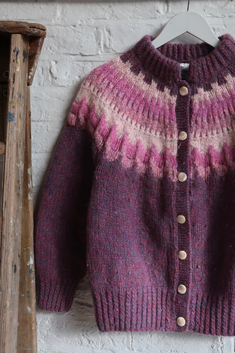 Vintage Knit Cardigan - Winter Violet - Size S - Image 2