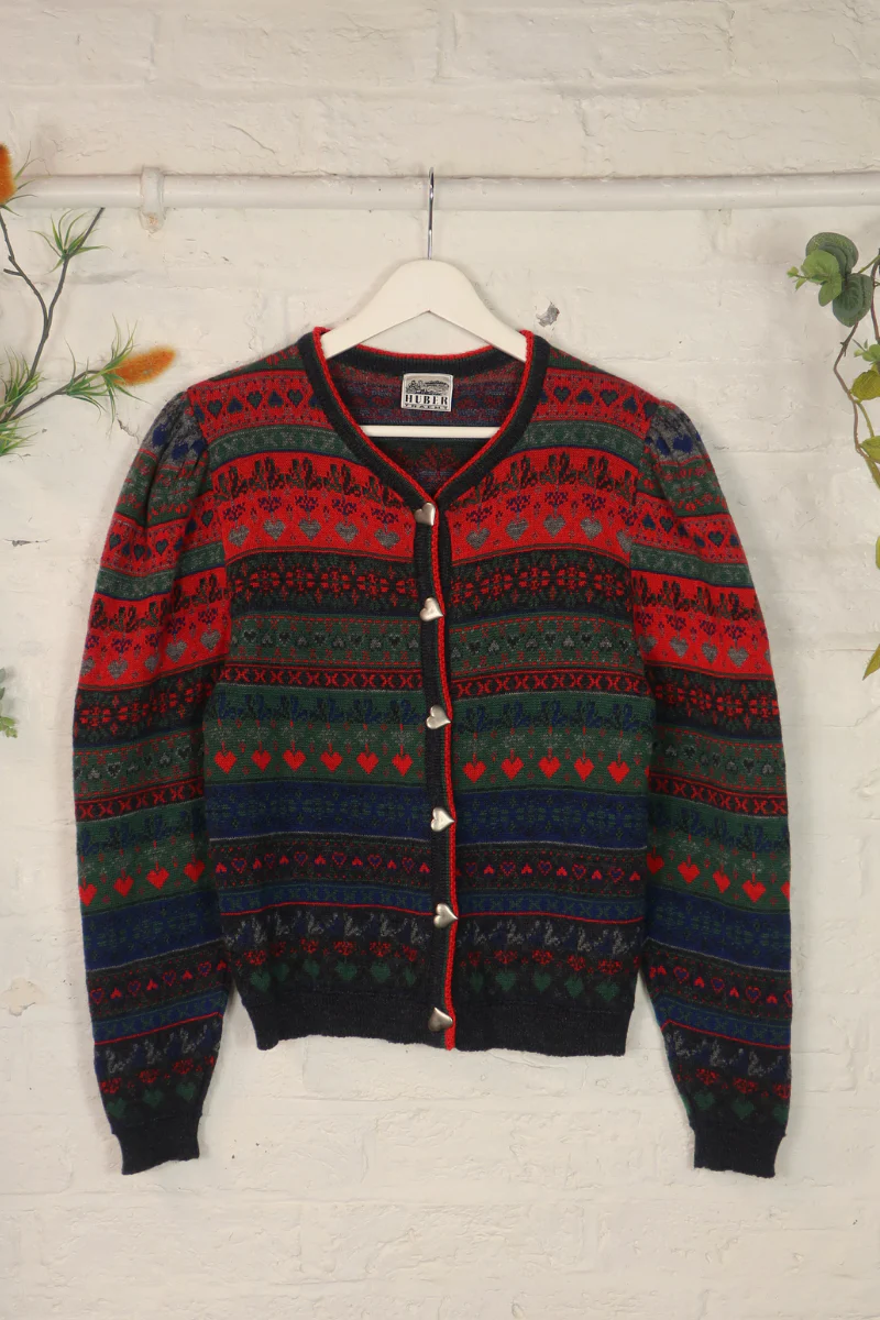 Vintage Knit Cardigan - Wonderland Fair Isle - Size S