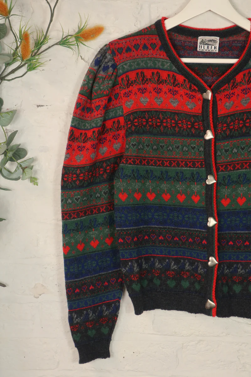 Vintage Knit Cardigan - Wonderland Fair Isle - Size S - Image 2
