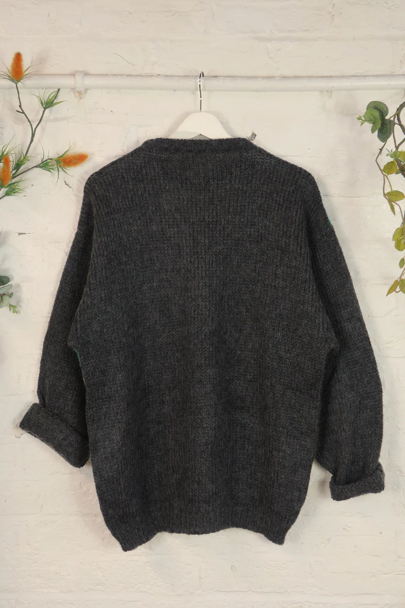 Vintage Knit Jumper - 80s Vivid Cosmos - Size L - Image 3