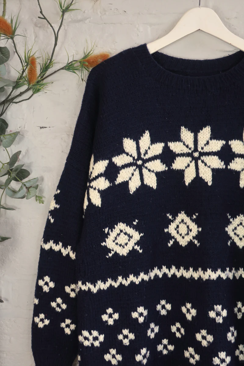 Vintage Knit Jumper - Alpine Navy - Size XXL - Image 2